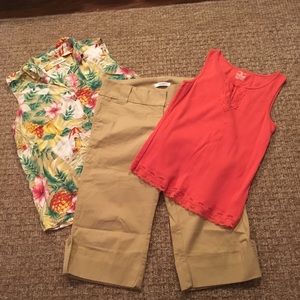 Khaki Capri Hawaiian Shirt Outfit Sz 8 M